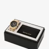 Oversized Lexington Gold-Tone Watch and Crocodile Embossed Leather Card Case Gift Set