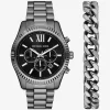 Oversized Lexington Gunmetal Watch and Bracelet Gift Set Oversized Lexington Gunmetal Watch and Bracelet Gift Set
