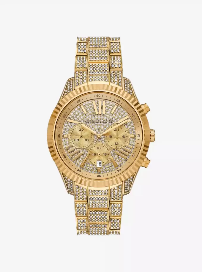 Oversized Lexington Pavé Gold-Tone Watch