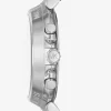 Oversized Maren Silver-Tone and Crocodile Embossed Leather Watch