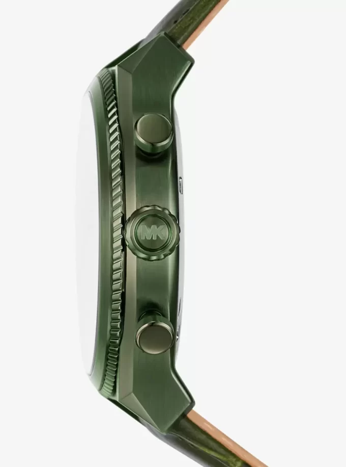 Oversized Panorama Olive-Tone and Crocodile Embossed Leather Watch Oversized Panorama Olive-Tone and Crocodile Embossed Leather Watch