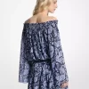Paisley Georgette Off-The-Shoulder Dress