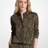 Paisley Print Satin Pajama Shirt