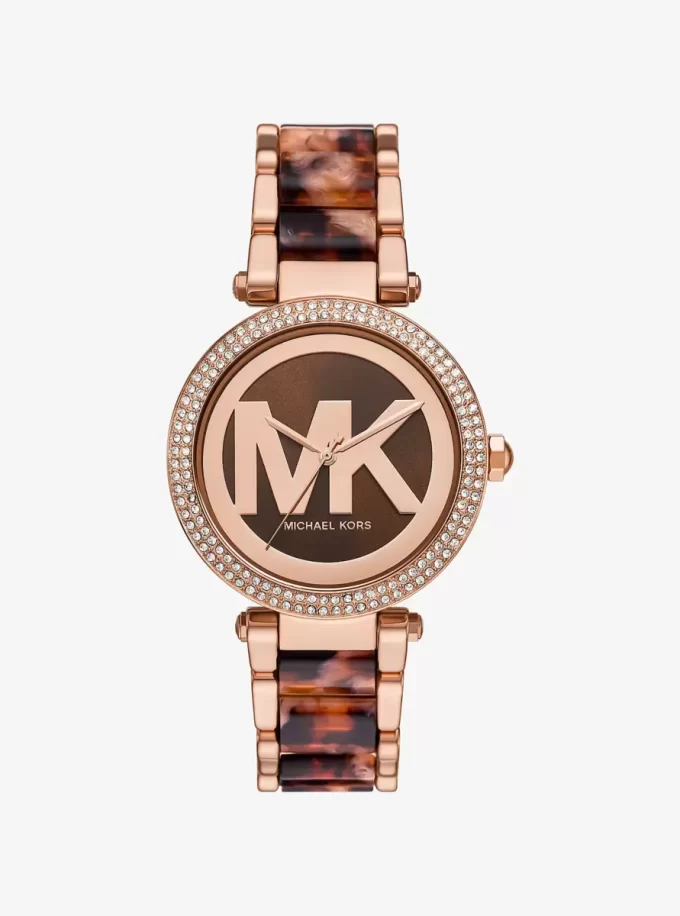 Parker Pavé Rose Gold-Tone and Acetate Watch Parker Pavé Rose Gold-Tone and Acetate Watch