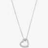 Pavé Heart Curb-Link Necklace