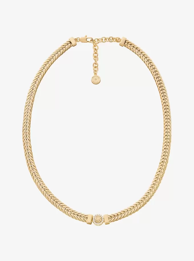 Pavé Logo Foxtail Chain Necklace