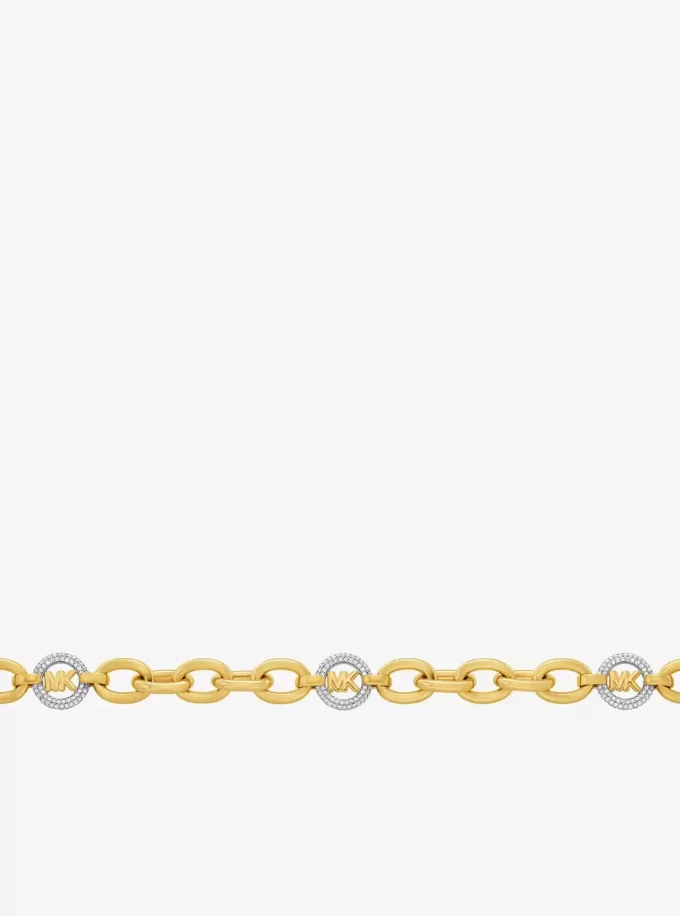 Pavé MK Pop Charm Chain-Link Necklace