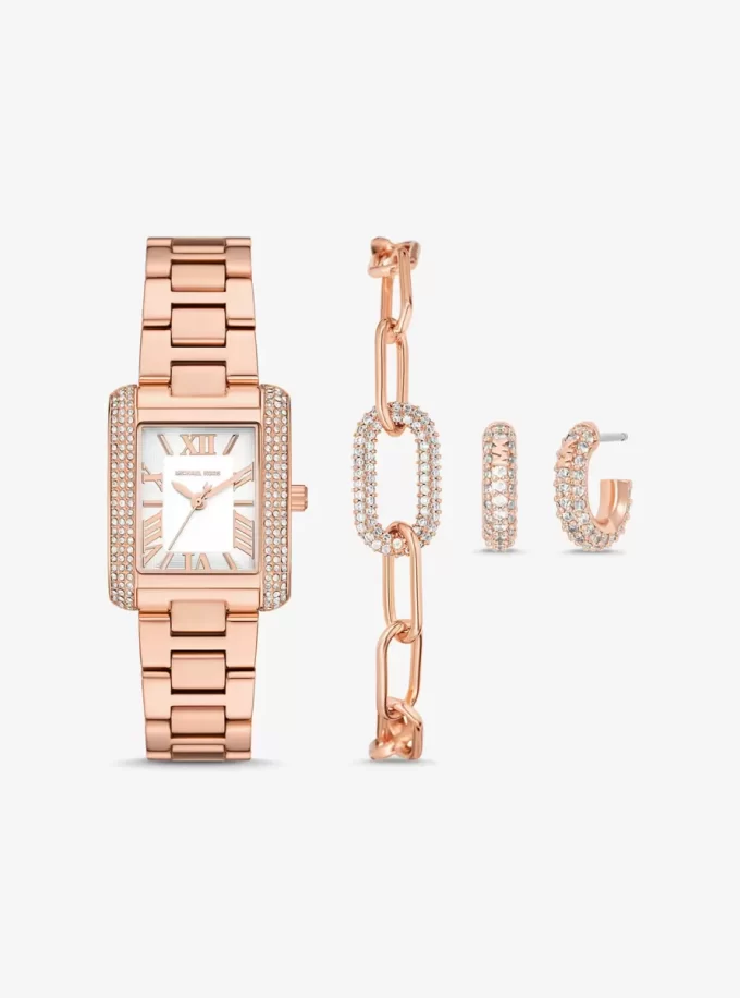 Petite Emery Rose Gold-Tone Watch and Jewelry Gift Set Petite Emery Rose Gold-Tone Watch and Jewelry Gift Set