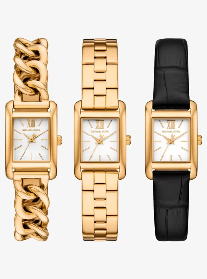 Petite Monroe Gold-Tone and Crocodile-Embossed Leather Watch Strap Set Petite Monroe Gold-Tone and Crocodile-Embossed Leather Watch Strap Set