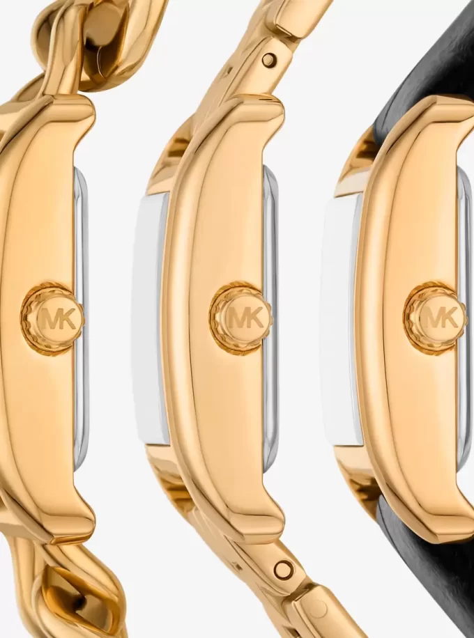 Petite Monroe Gold-Tone and Crocodile-Embossed Leather Watch Strap Set Petite Monroe Gold-Tone and Crocodile-Embossed Leather Watch Strap Set