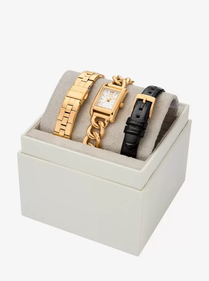 Petite Monroe Gold-Tone and Crocodile-Embossed Leather Watch Strap Set Petite Monroe Gold-Tone and Crocodile-Embossed Leather Watch Strap Set
