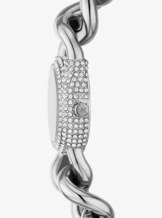 Petite Pavé Silver-Tone Chain-Link Watch