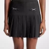 Pleated Cotton Blend Mini Skirt