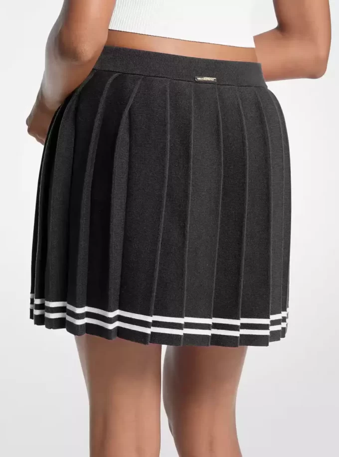 Pleated Cotton Blend Skirt