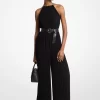 Pleated Georgette Halter Jumpsuit