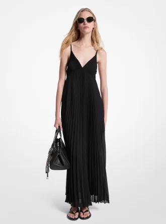 Pleated Georgette Maxi Dress