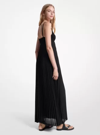Pleated Georgette Maxi Dress
