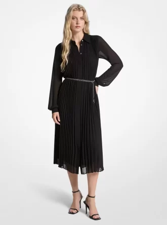 pleated georgette shirtdress 1 330x444 - Pleated Georgette Shirtdress