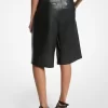 Pleated Leather Bermuda Shorts