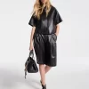 Pleated Leather Bermuda Shorts
