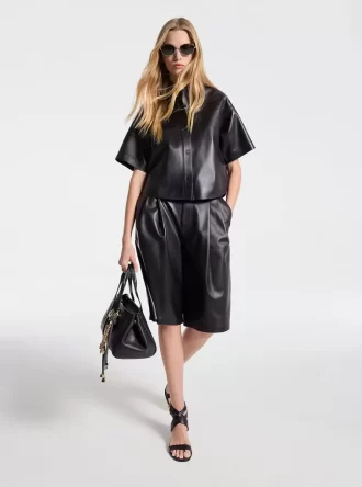 Cropped Leather Shirt