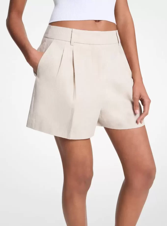 Pleated Linen and Cotton Shorts Pleated Linen and Cotton Shorts