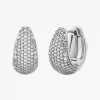 Precious Metal-Plated Brass Pavé Teardrop Huggie Earrings