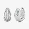 Precious Metal-Plated Brass Pavé Teardrop Huggie Earrings