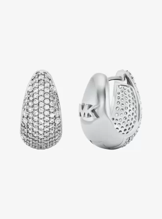 Precious Metal-Plated Brass Pavé Teardrop Huggie Earrings