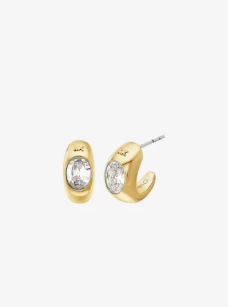 Precious Metal-Plated Cubic Zirconia Huggie Hoop Earrings