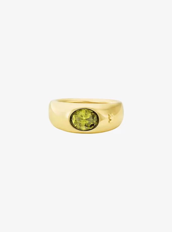 Precious Metal-Plated Cubic Zirconia Signet Ring