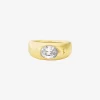 Precious Metal-Plated Cubic Zirconia Signet Ring Precious Metal-Plated Cubic Zirconia Signet Ring