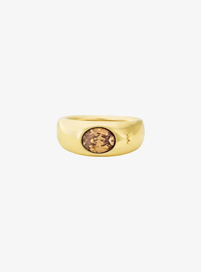 Precious Metal-Plated Cubic Zirconia Signet Ring Precious Metal-Plated Cubic Zirconia Signet Ring