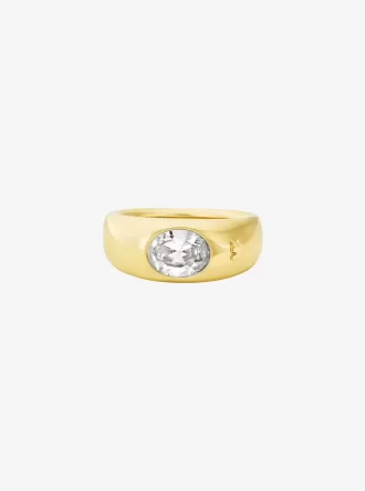 Precious Metal-Plated Cubic Zirconia Signet Ring