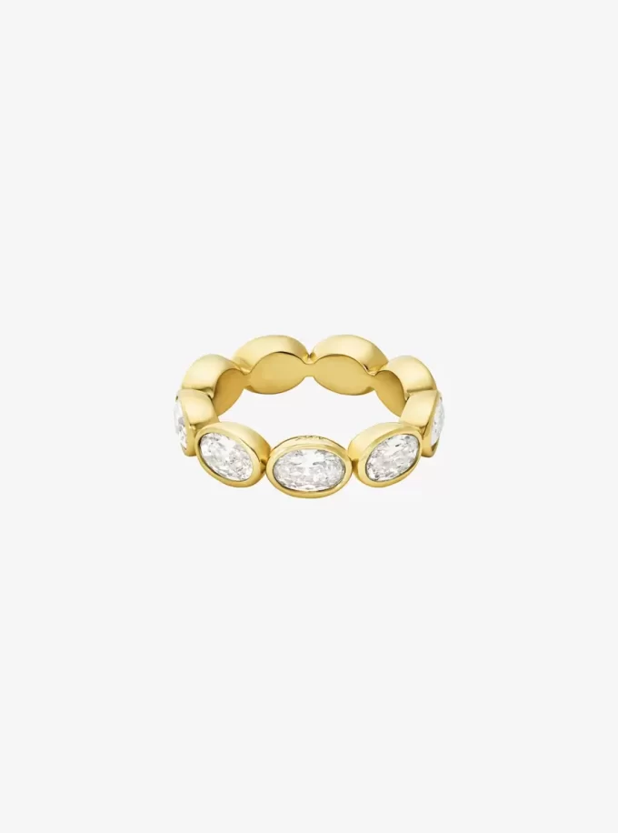 Precious Metal-Plated Cubic Zirconia Tennis Ring Precious Metal-Plated Cubic Zirconia Tennis Ring