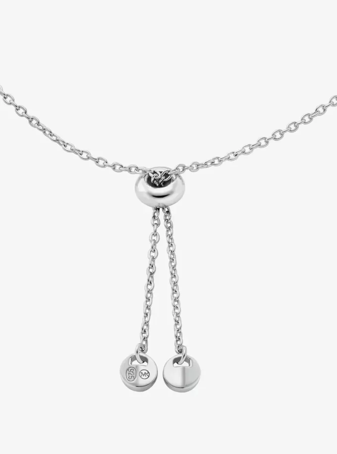 Precious Metal-Plated Sterling Silver Pavé Halo Slider Bracelet