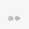 Precious Metal-Plated Sterling Silver Pavé Halo Stud Earrings Precious Metal-Plated Sterling Silver Pavé Halo Stud Earrings