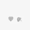 Precious Metal-Plated Sterling Silver Pavé Heart Necklace and Earrings Gift Set