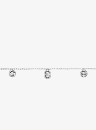 Precious Metal-Plated Sterling Silver Pavé Mixed Charms Necklace