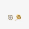 Precious Metal-Plated Sterling Silver Pavé Stud Earrings