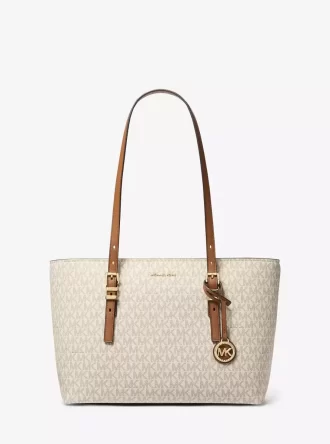 Quinn Medium Signature Logo and Leather Tote Bag