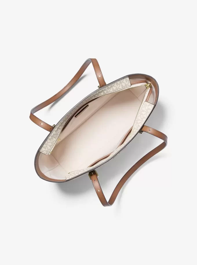 Quinn Medium Signature Logo and Leather Tote Bag Quinn Medium Signature Logo and Leather Tote Bag