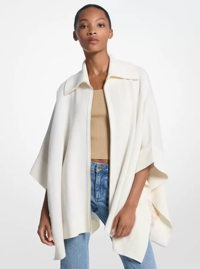 Reversible Logo Cotton Blend Zip-Up Poncho