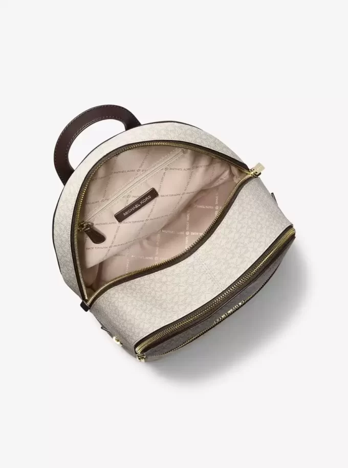 Rhea Medium Metallic Signature Logo Backpack