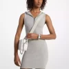 Ribbed Stretch Viscose Hooded Dress