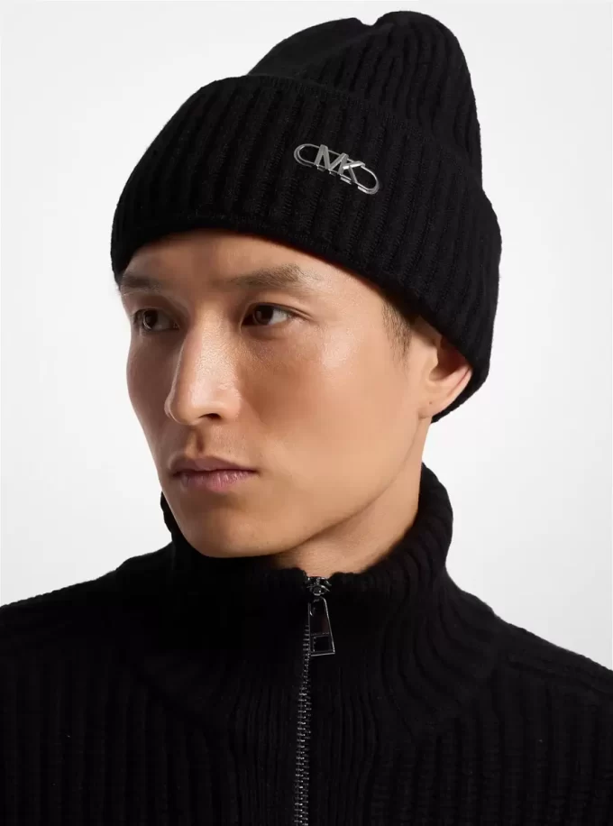 Ribbed Stretch Wool Beanie Hat