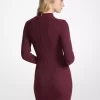 Ribbed Stretch Wool Mock Neck Dress