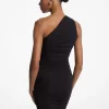 Ruched Stretch Matte Jersey One Shoulder Dress