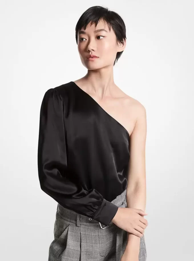 Satin One-Shoulder Top