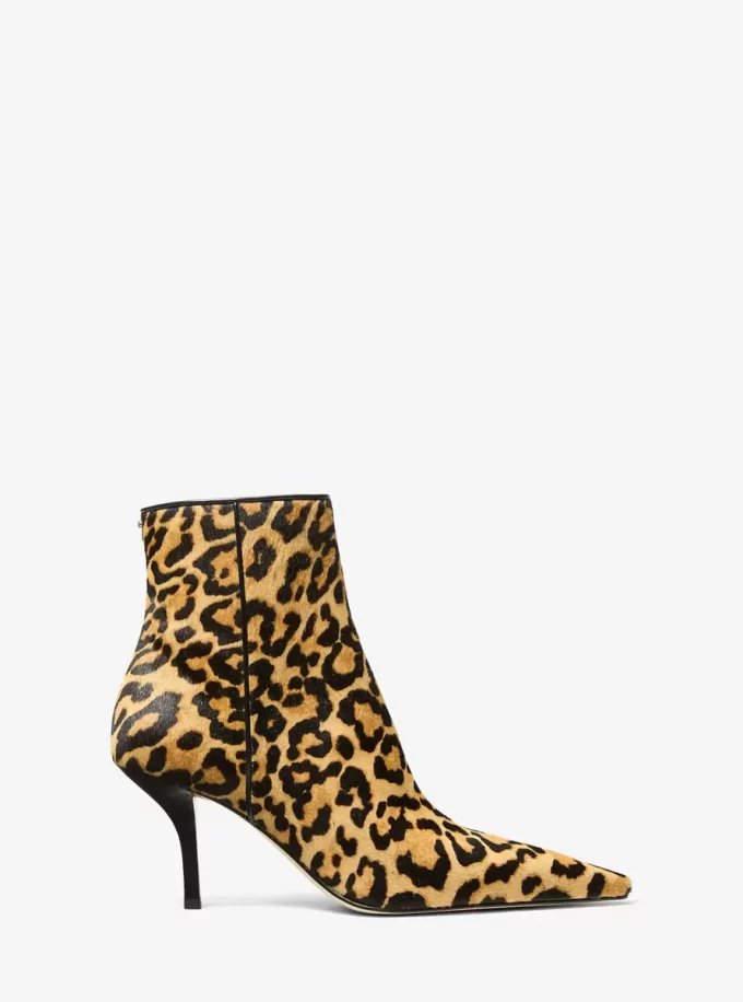 Selina Leopard Print Calf Hair Ankle Boot